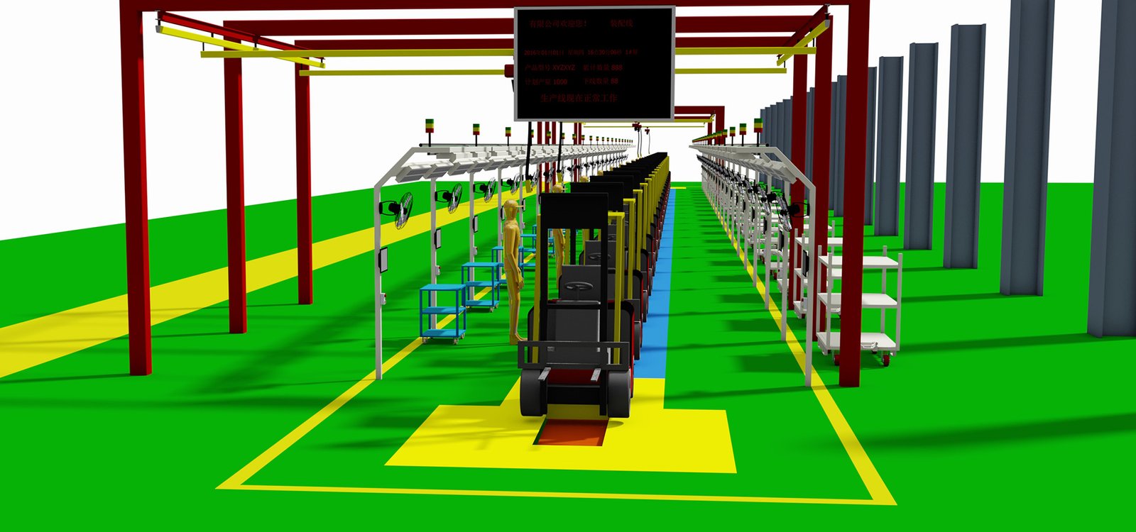 Forklift assembly line system plant