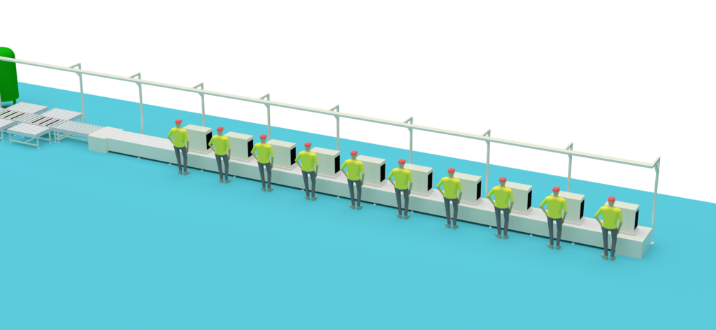 A small-scale domestic air conditioner assembly production line